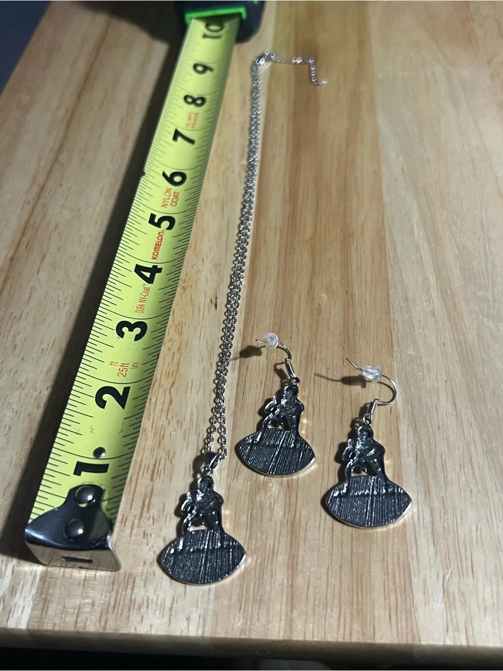 Football Player Pendant Necklace and football Earrings D106